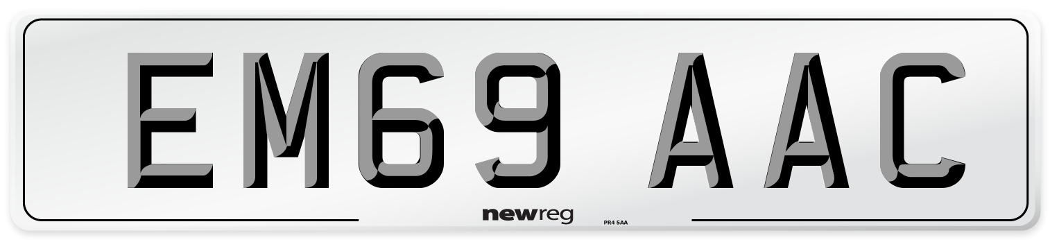 EM69 AAC Number Plate from New Reg